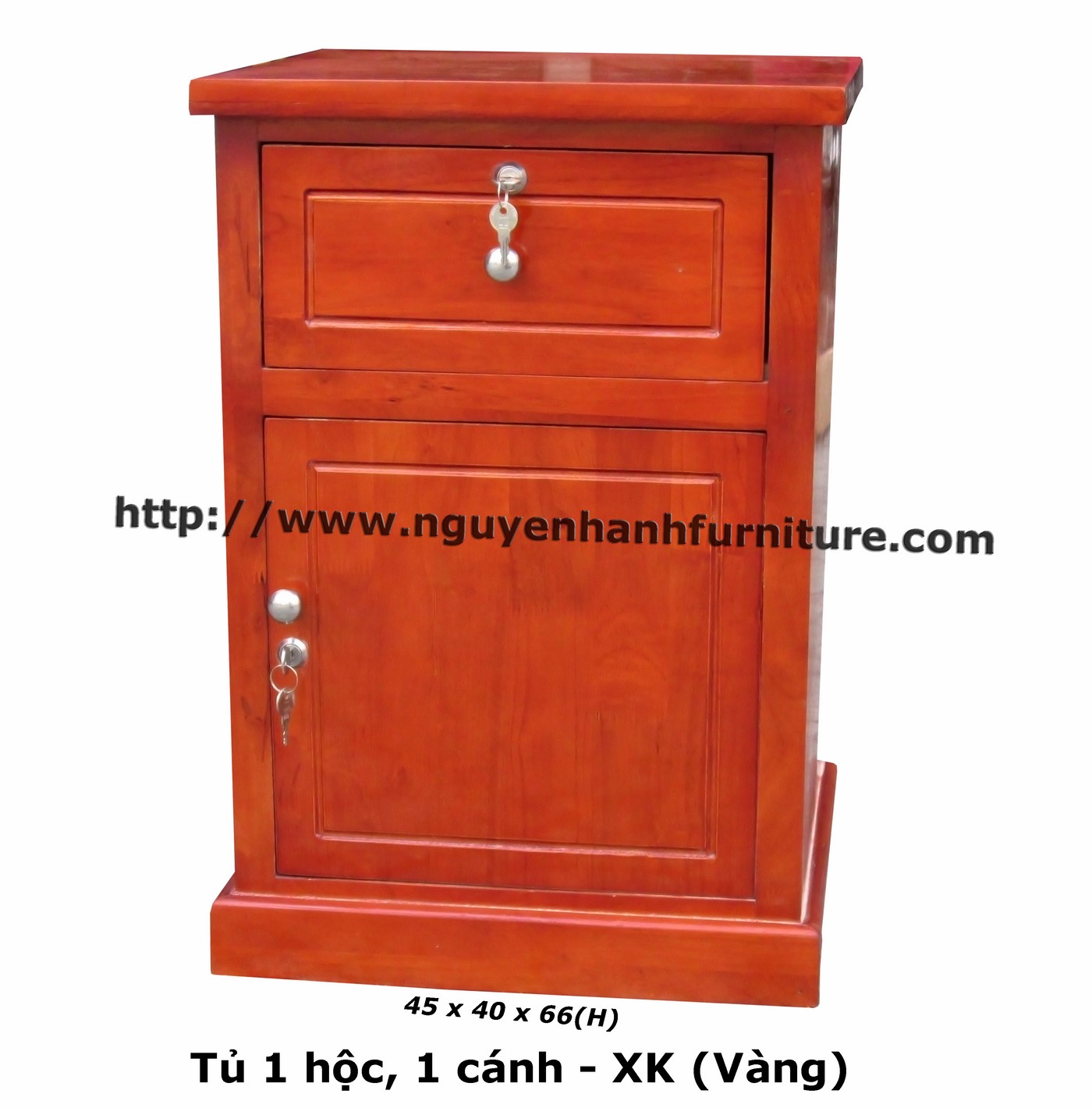 Name product: Headboard cabinet (1 drawer, 1 door) Yellow - Dimensions: 45 x 40 x 66 (H) - Description: Wood natural rubber